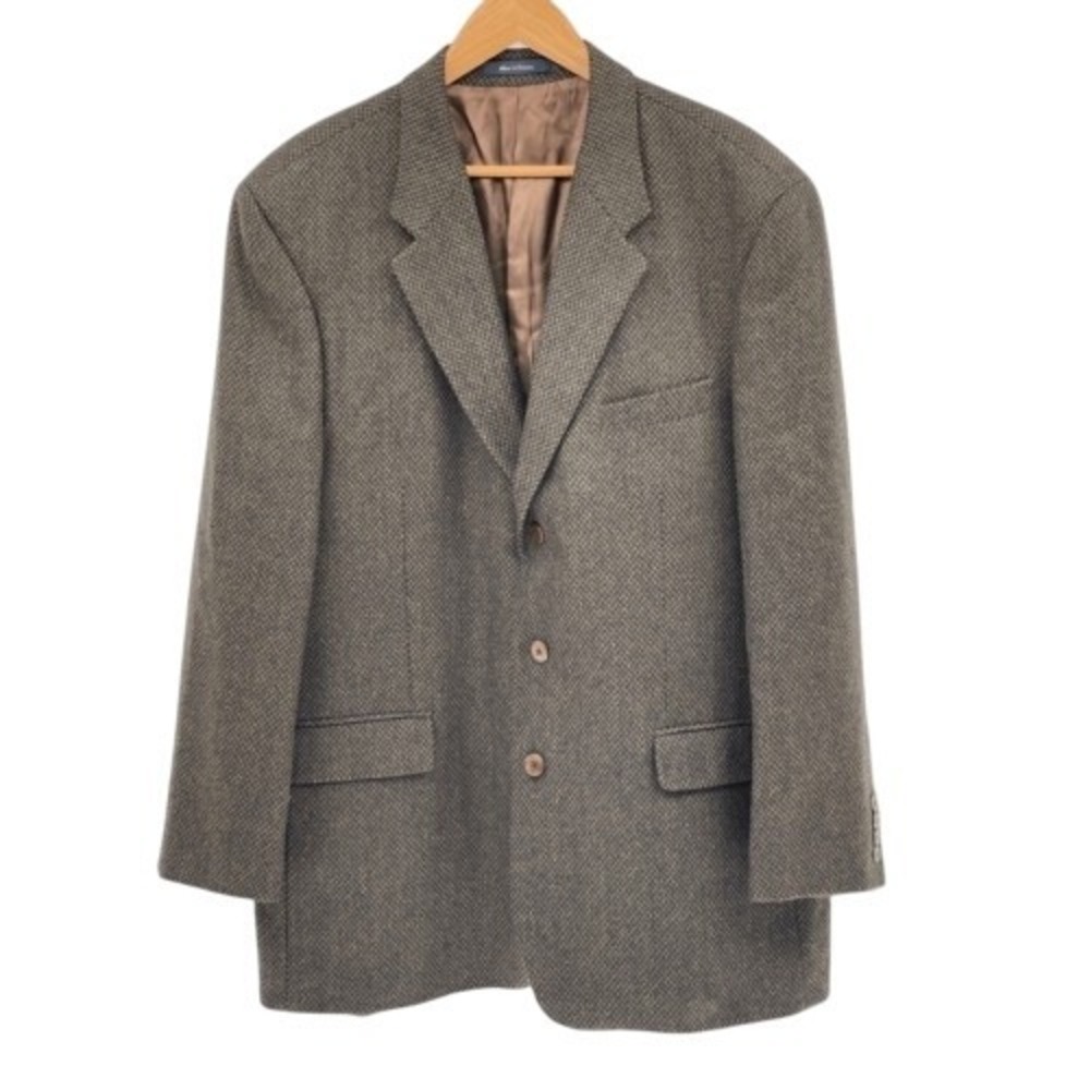 Brandini Blazer Sport Coat‎ Suit Jacket Men Size 46T Brown Tweed Wool